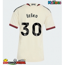 Camisa de Futebol Manchester United Benjamin Sesko #30 Equipamento Alternativo Mulheres 2026-27 Manga Curta